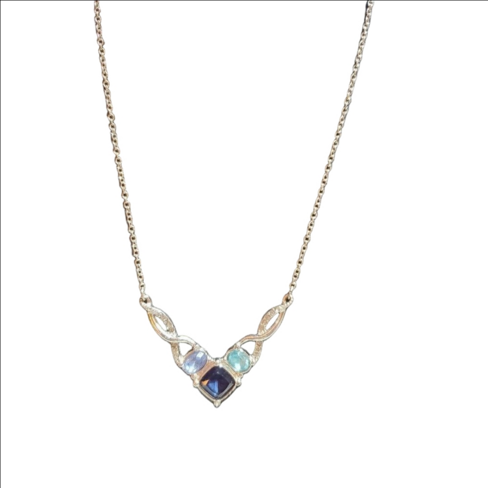 Silver Blue Crystal Cocktail Necklace